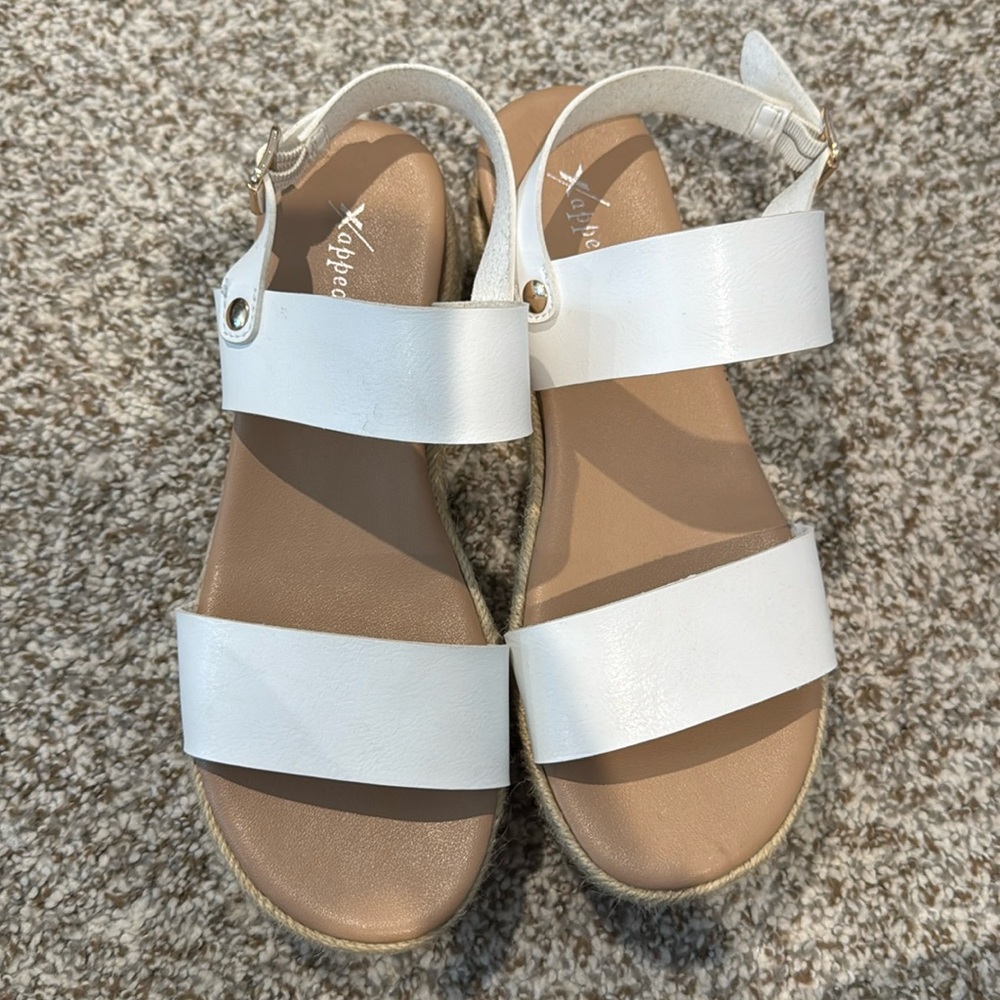 White Wedge Sandals. Size 9.